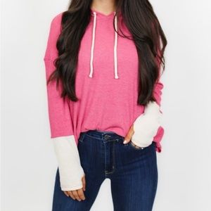 Like love, size medium. New with tags. Lightweight hooded long sleeve top